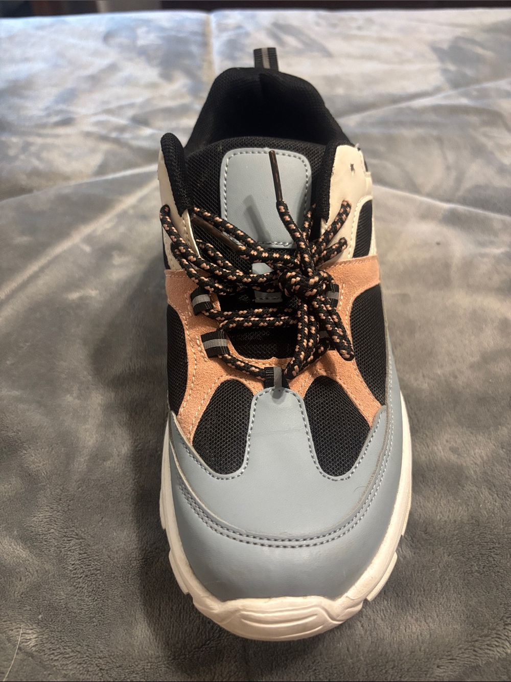Women’s Chunky Lace-Up Sneakers in Black, Light Blue and Pink